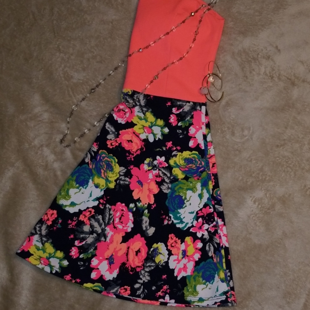 Strapless Floral Dress